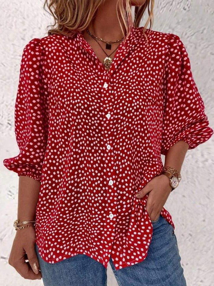 Chemises Pois Polka Décontracté Printemps / Automne Polyester Aucune élasticité Vacances Régulier Droit Régulier pour Femmes