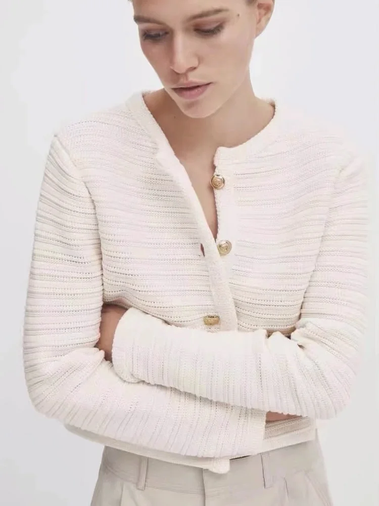 Cardigans Femmes Décontracté Plain Printemps / Automne Naturel Quotidien Coupe Régulière Manches Longues Col Rond Droit