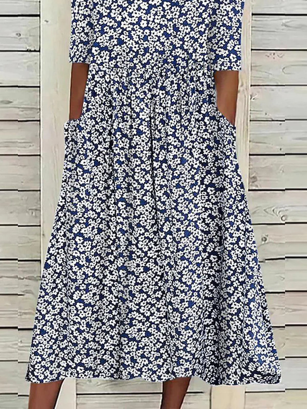 Robes Décontracté Été Petites fleurs Aucune élasticité Ample Mi-longue Demi Manche Régulier Non pour Femmes