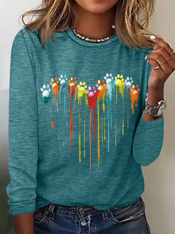 T-shirts Décontracté Printemps / Automne Coeur/cordé Micro-élasticité Ample Jersey Standard Régulier Oui pour Femmes