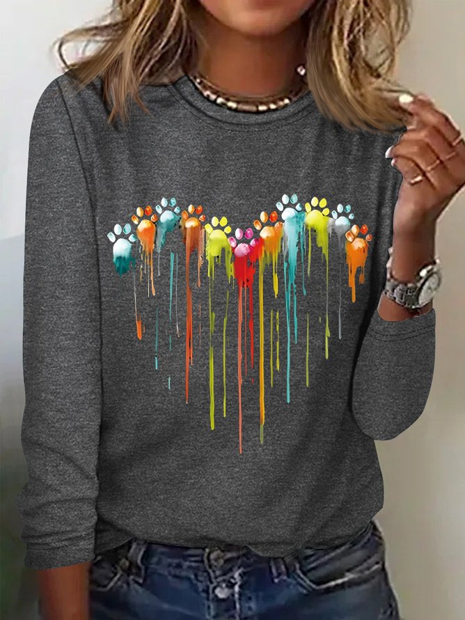 T-shirts Décontracté Printemps / Automne Coeur/cordé Micro-élasticité Ample Jersey Standard Régulier Oui pour Femmes