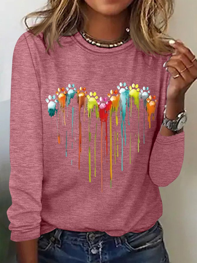 T-shirts Décontracté Printemps / Automne Coeur/cordé Micro-élasticité Ample Jersey Standard Régulier Oui pour Femmes