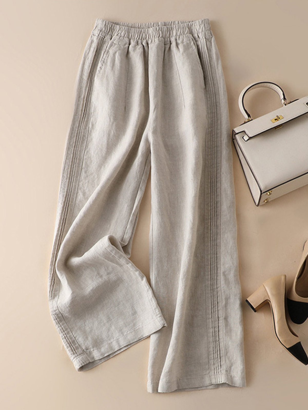 Pantalons Décontracté Plain Printemps / Automne Aucune élasticité Quotidien Ample Long Droit Régulier pour Femmes