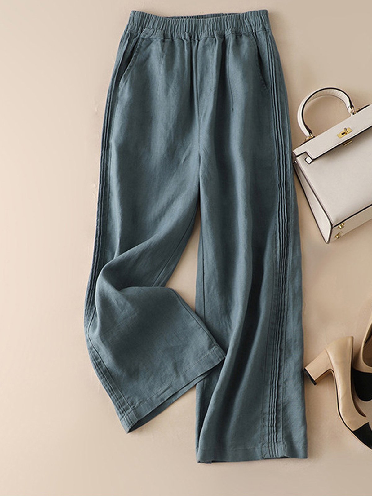 Pantalons Décontracté Plain Printemps / Automne Aucune élasticité Quotidien Ample Long Droit Régulier pour Femmes
