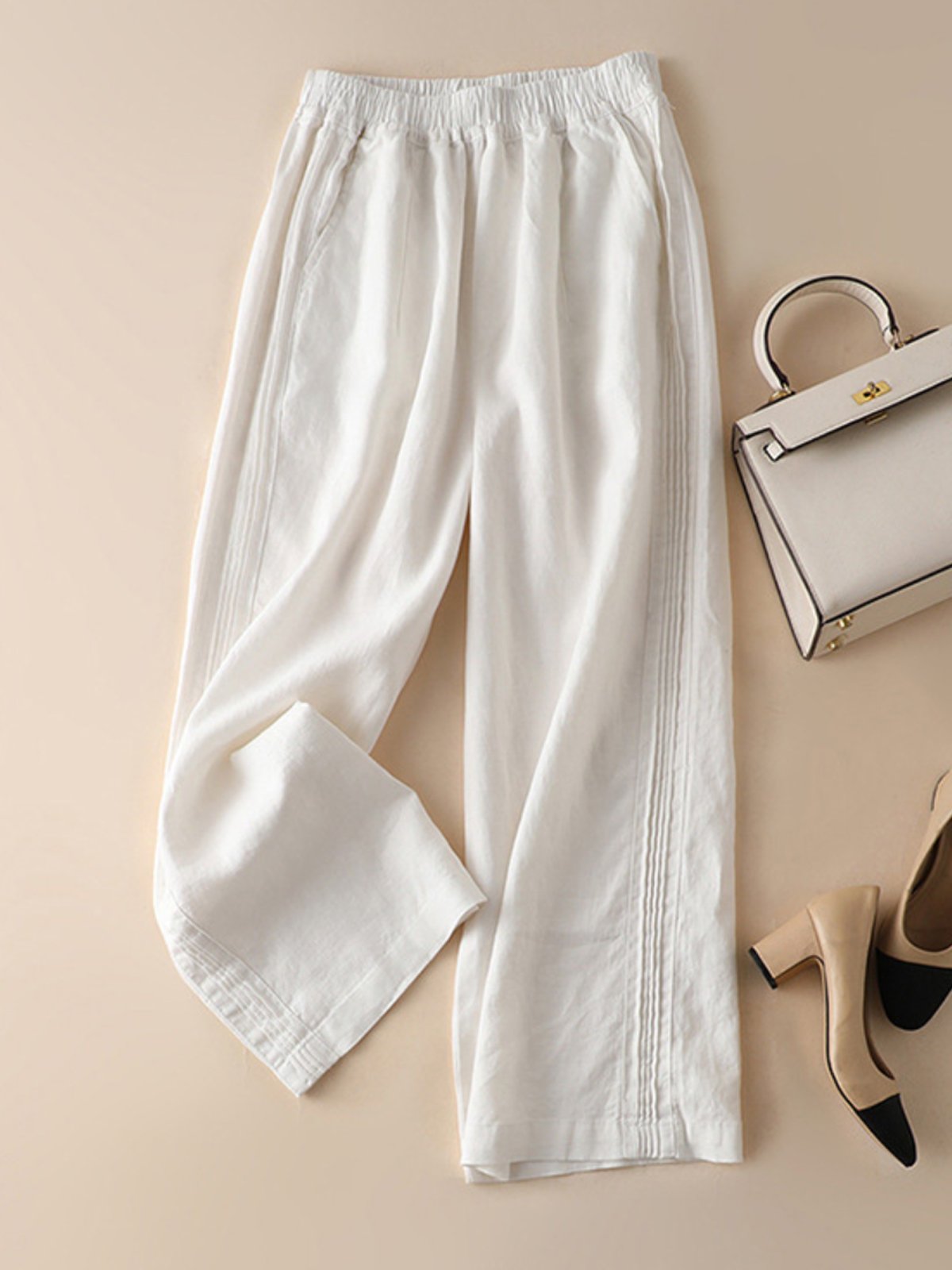 Pantalons Décontracté Plain Printemps / Automne Aucune élasticité Quotidien Ample Long Droit Régulier pour Femmes