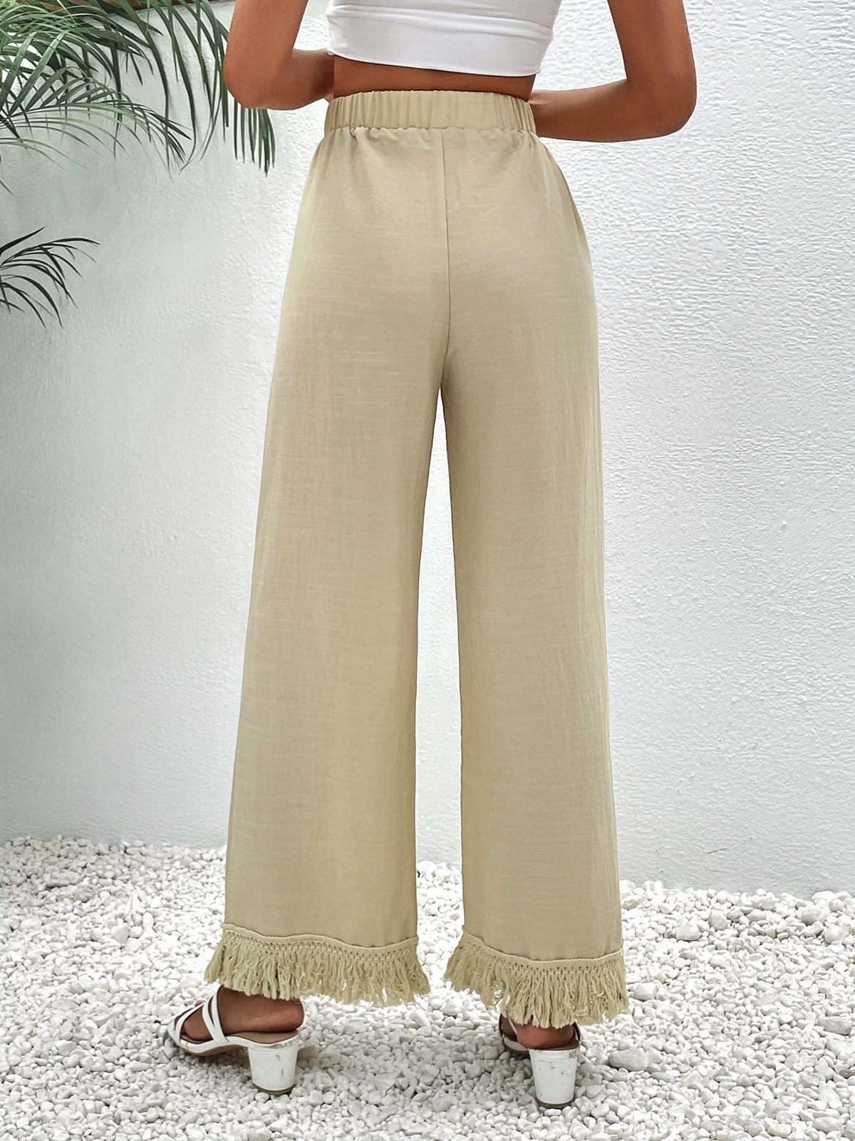 Pantalons Décontracté Plain Printemps / Automne Polyester Naturel Quotidien Ample Droit Régulier pour Femmes