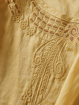 Chemisiers1 Décontracté Plain Été Brodé Quotidien Ample Coton Et Lin Manches Courtes Col de Chemise pour Femmes