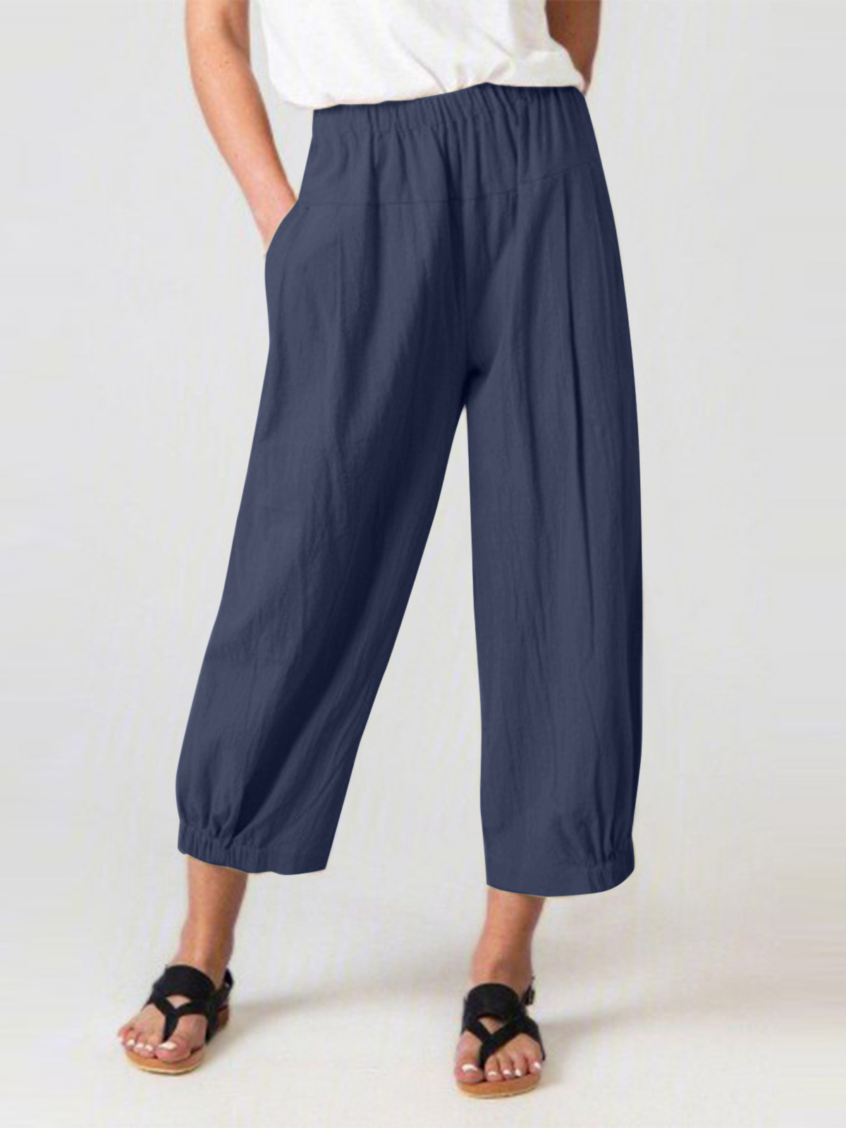 Pantalons Femmes Décontracté Plain Printemps / Automne Coton Naturel Quotidien Ample Long Régulier