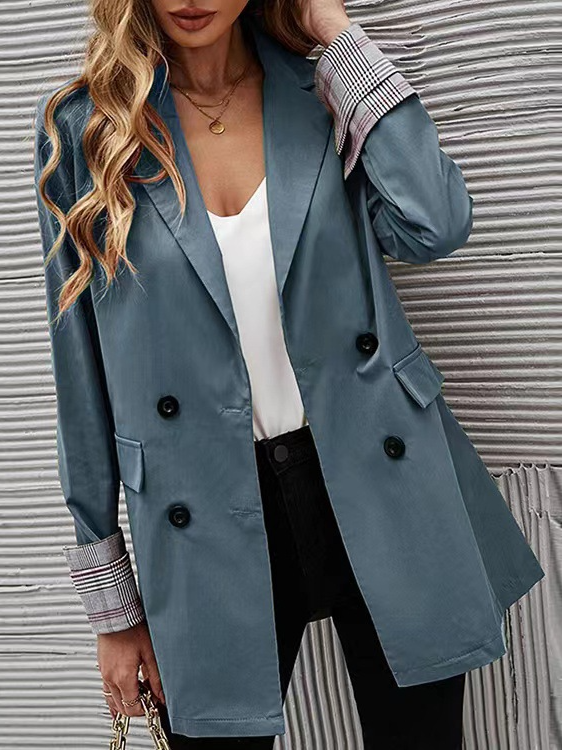 Blazers Décontracté Plain Printemps / Automne Polyester Naturel Ample Faire la navette Manches Longues Droit pour Femmes