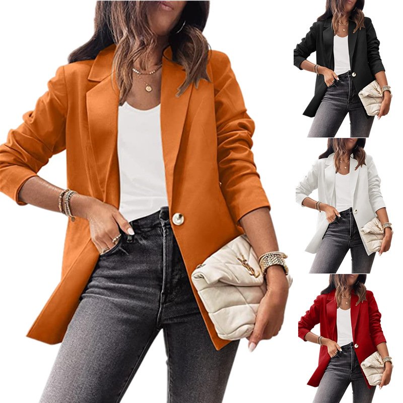 Blazers Décontracté Plain Printemps / Automne Polyester Naturel Aucune élasticité Ample Régulier Droit pour Femmes