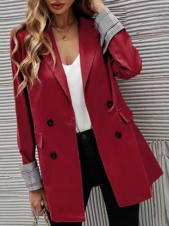 Blazers Décontracté Plain Printemps / Automne Polyester Naturel Ample Faire la navette Manches Longues Droit pour Femmes