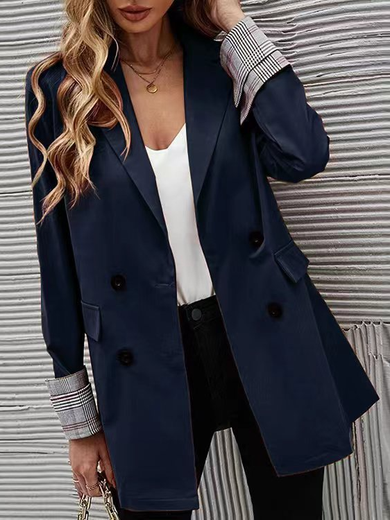 Blazers Décontracté Plain Printemps / Automne Polyester Naturel Ample Faire la navette Manches Longues Droit pour Femmes