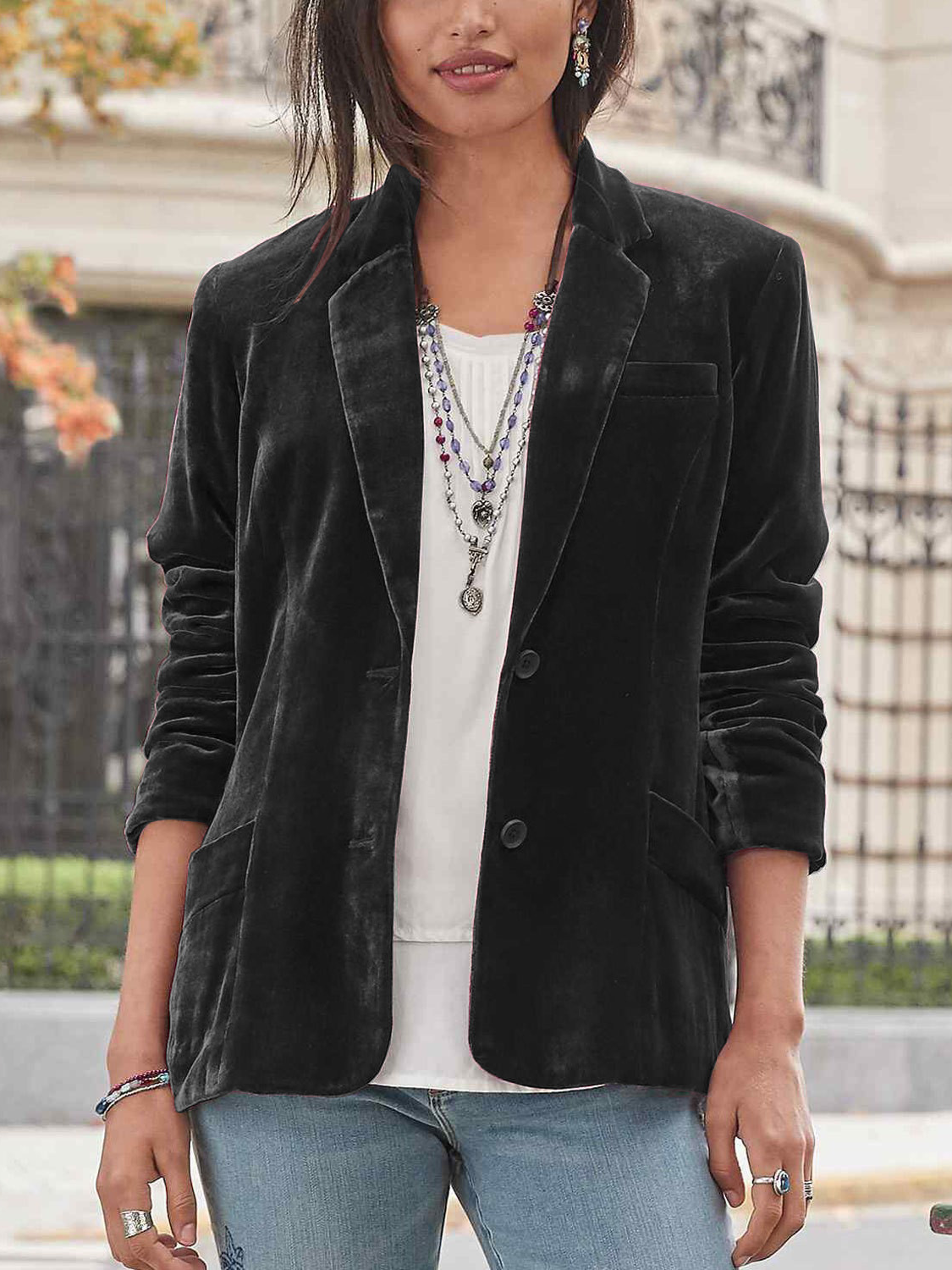 Blazers Décontracté Plain Printemps / Automne Aucune élasticité Ample Faire la navette Régulier Droit Régulier pour Femmes