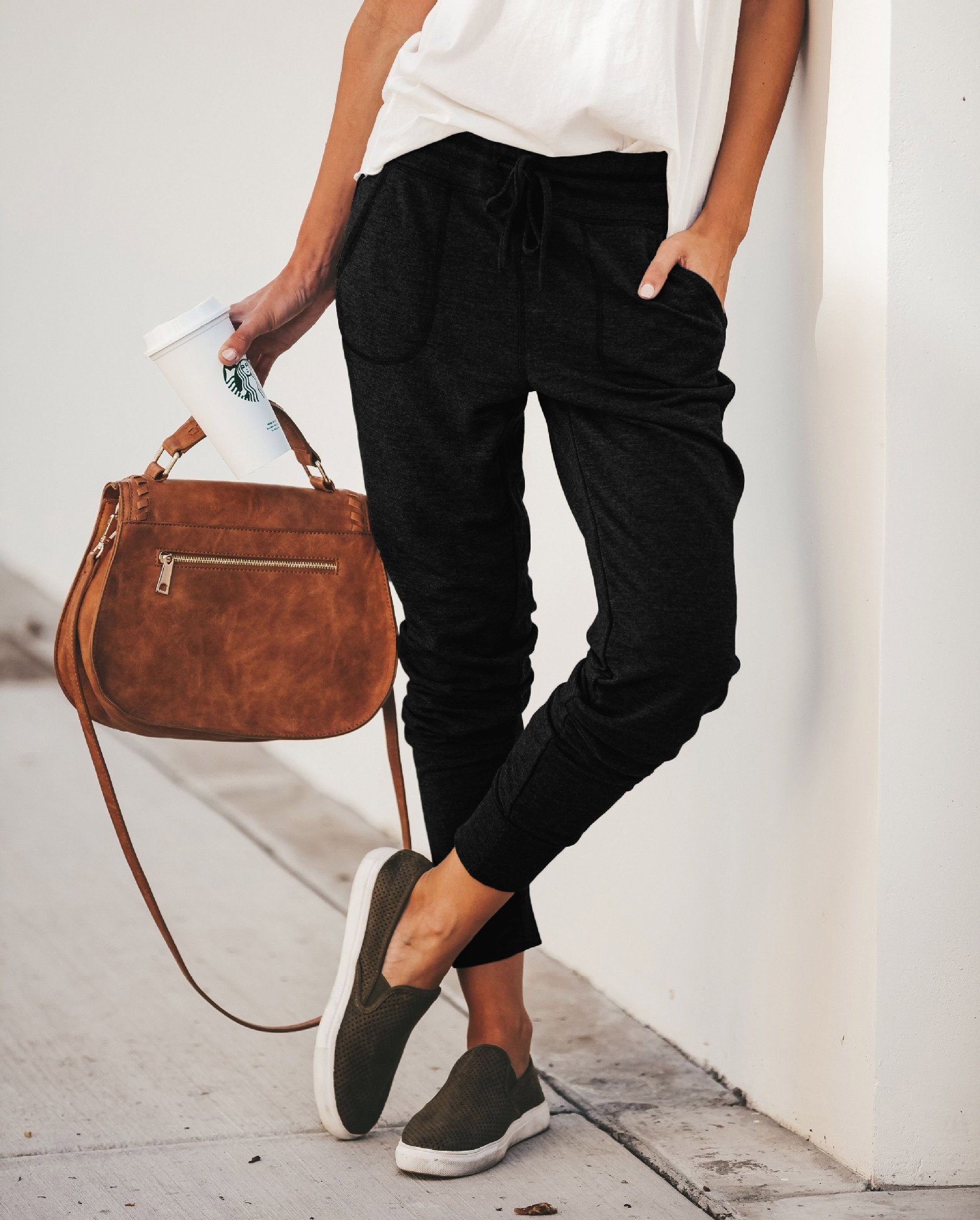 Pantalons Décontracté Plain Printemps / Automne Naturel Micro-élasticité Quotidien Ample Long Régulier pour Femmes