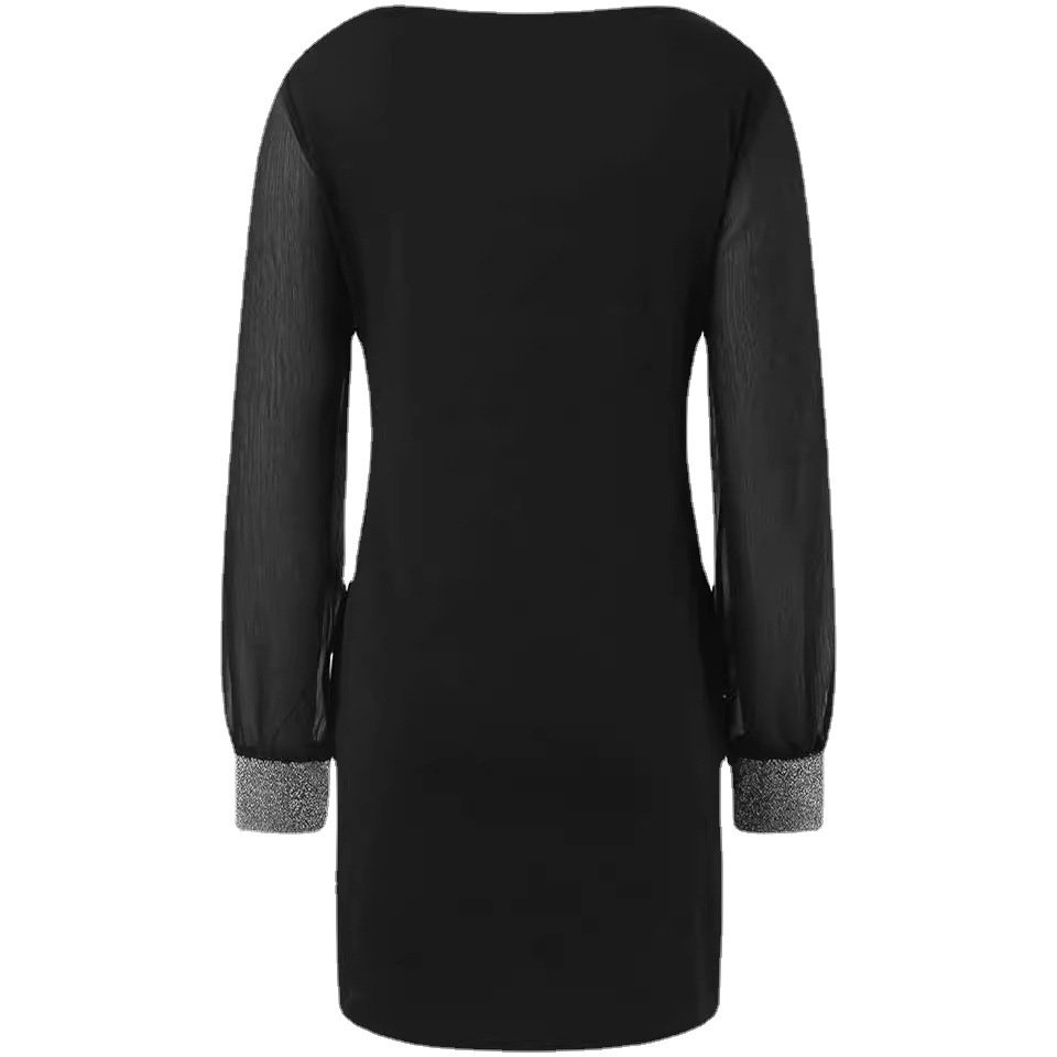 Robes Décontracté Plain Printemps / Automne Col V Micro-élasticité Quotidien Manches Longues Droit Non pour Femmes