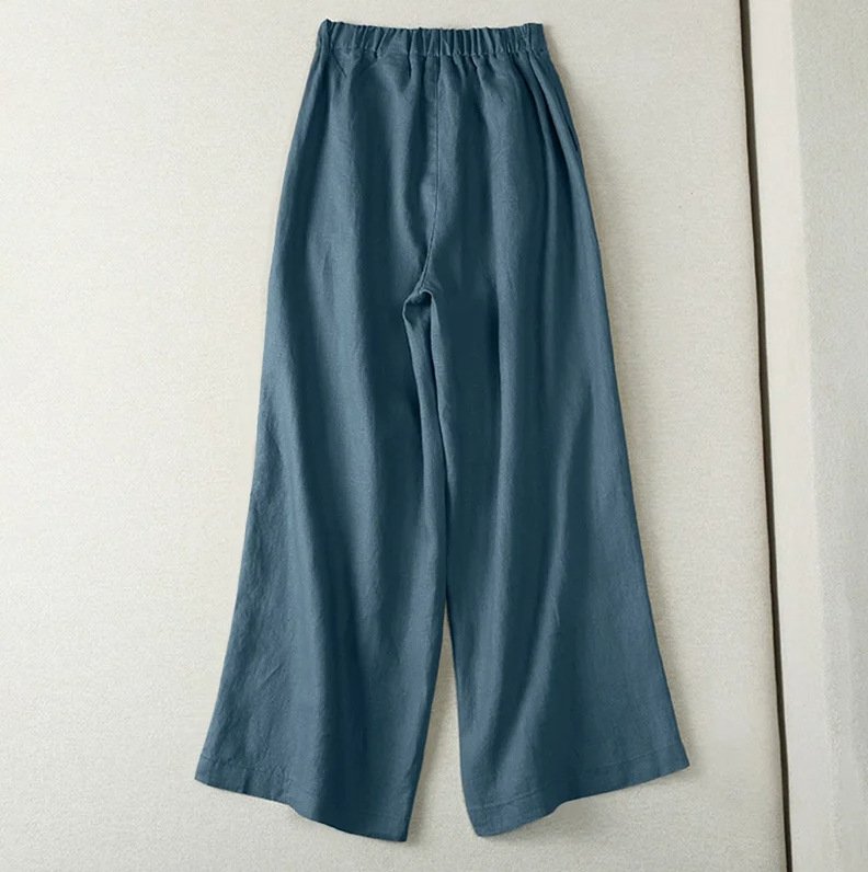 Pantalons Décontracté Ethnique Printemps / Automne Naturel Aucune élasticité Ample Coton Et Lin Pantalon droit Long pour Femmes