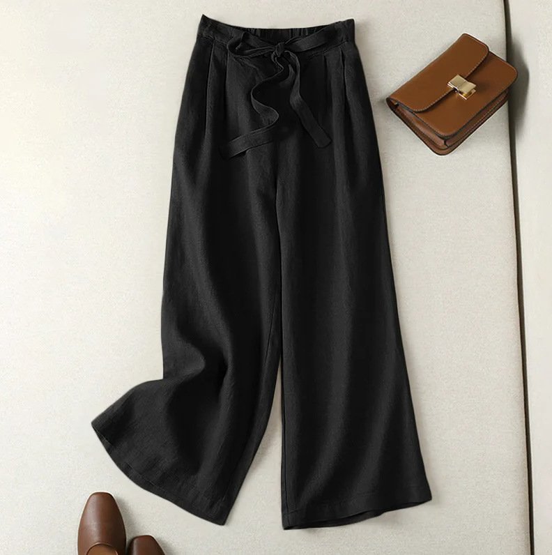 Pantalons Décontracté Ethnique Printemps / Automne Naturel Aucune élasticité Ample Coton Et Lin Pantalon droit Long pour Femmes