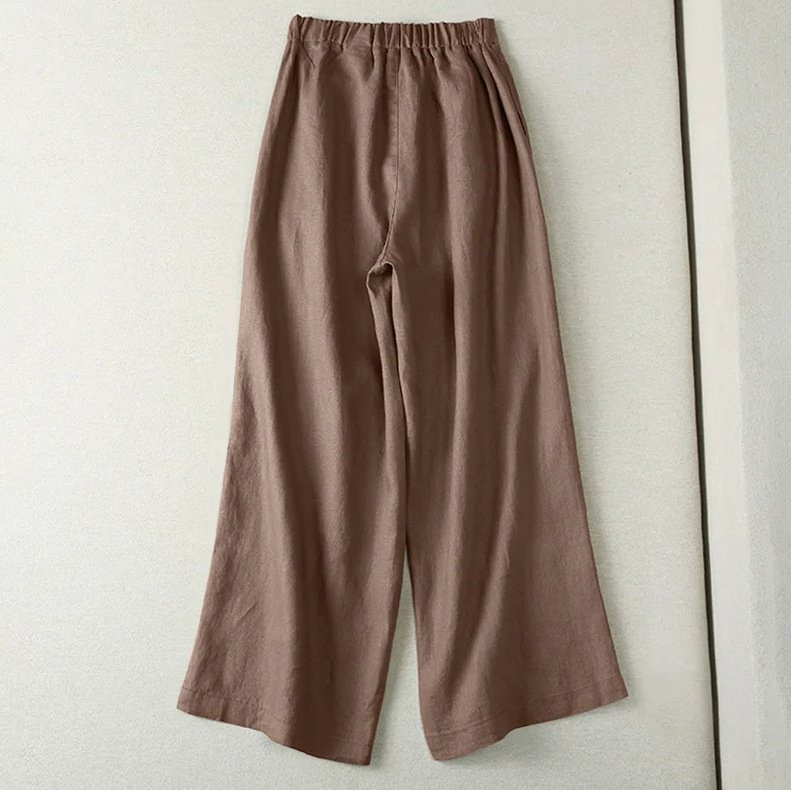 Pantalons Décontracté Ethnique Printemps / Automne Naturel Aucune élasticité Ample Coton Et Lin Pantalon droit Long pour Femmes