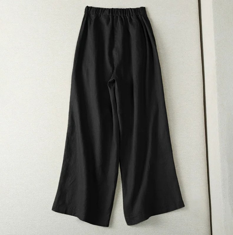 Pantalons Décontracté Ethnique Printemps / Automne Naturel Aucune élasticité Ample Coton Et Lin Pantalon droit Long pour Femmes
