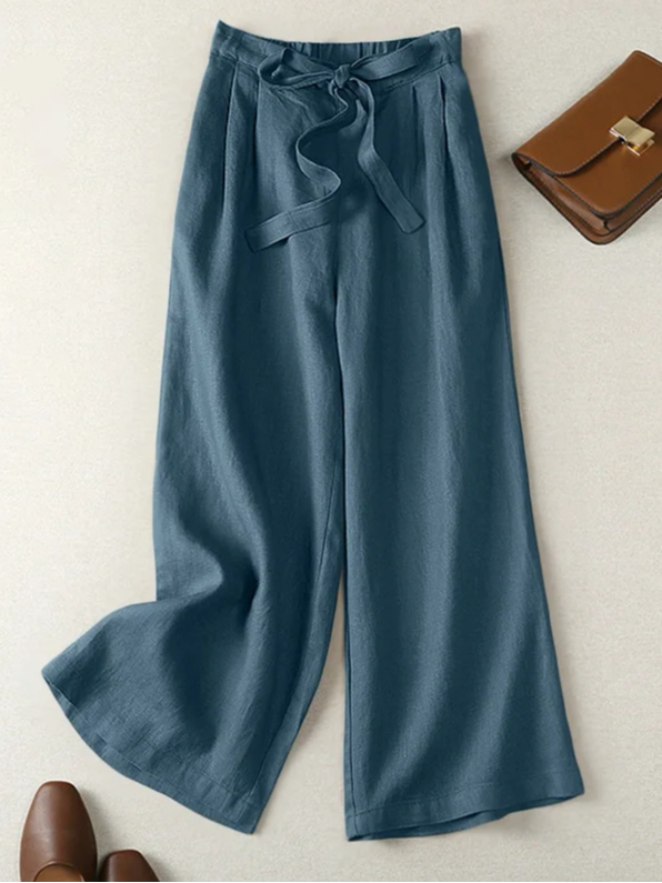 Pantalons Décontracté Ethnique Printemps / Automne Naturel Aucune élasticité Ample Coton Et Lin Pantalon droit Long pour Femmes