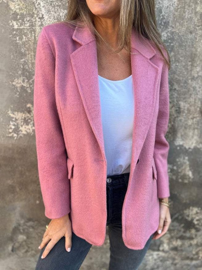 Blazers Décontracté Plain Printemps / Automne Naturel Quotidien Ample Manches Longues en Laine Régulier pour Femmes