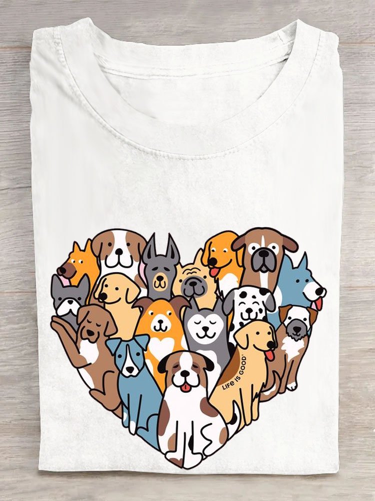 T-shirts Décontracté Chien Été Coton Quotidien Manches Courtes Col Rond Droit Oui pour Femmes