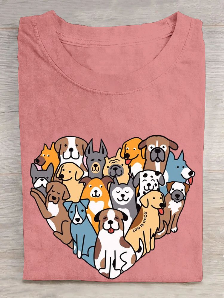 T-shirts Décontracté Chien Été Coton Quotidien Manches Courtes Col Rond Droit Oui pour Femmes