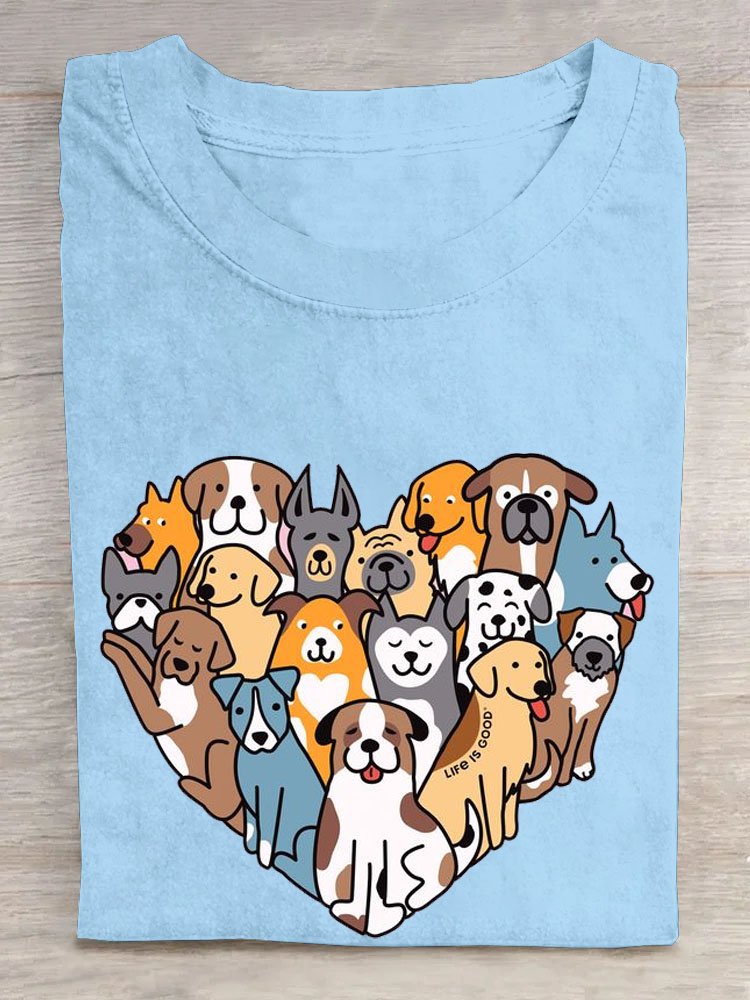 T-shirts Décontracté Chien Été Coton Quotidien Manches Courtes Col Rond Droit Oui pour Femmes