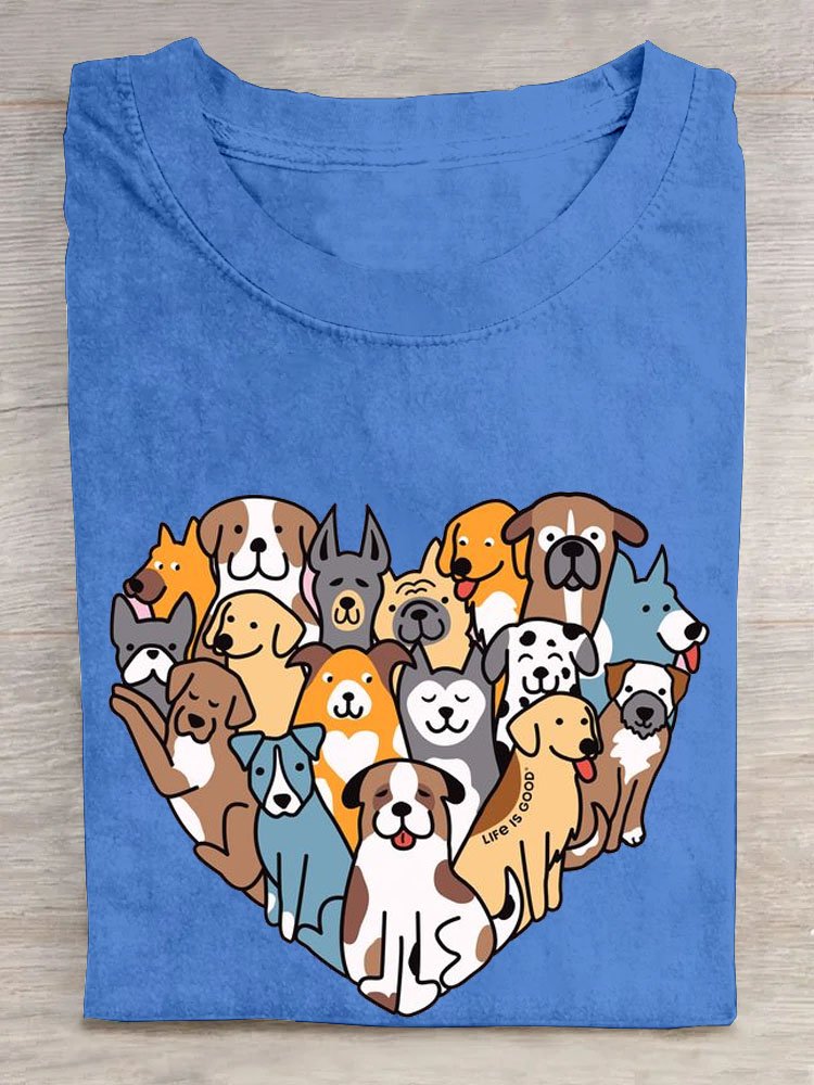 T-shirts Décontracté Chien Été Coton Quotidien Manches Courtes Col Rond Droit Oui pour Femmes