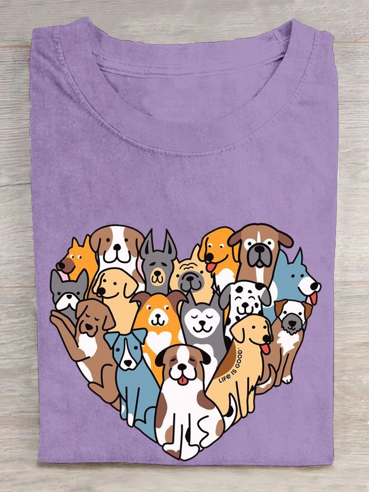 T-shirts Décontracté Chien Été Coton Quotidien Manches Courtes Col Rond Droit Oui pour Femmes