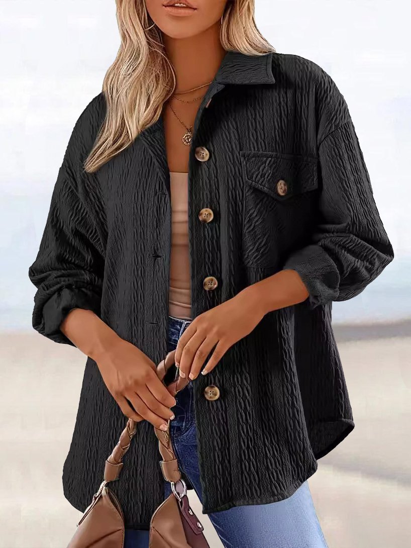 Blousons Femmes Décontracté Plain Printemps / Automne Aucune élasticité Quotidien Meilleure vente Droit Régulier Col de Chemise