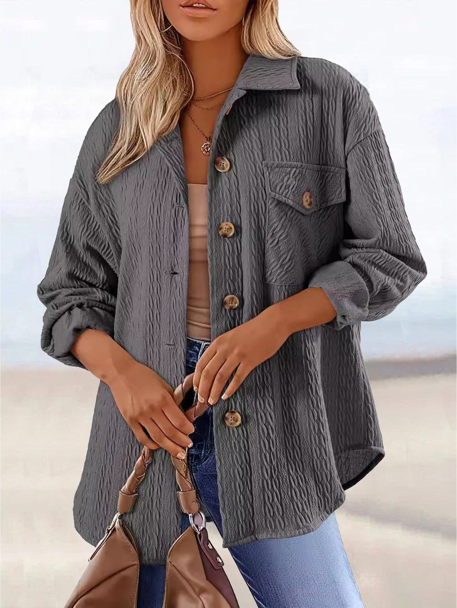 Blousons Femmes Décontracté Plain Printemps / Automne Aucune élasticité Quotidien Meilleure vente Droit Régulier Col de Chemise