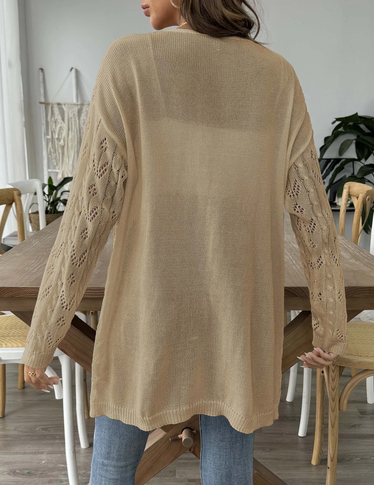 Cardigans Décontracté Plain Printemps / Automne Naturel Ample Cache-cœur Laine/Tricot Mi-long Régulier pour Femmes