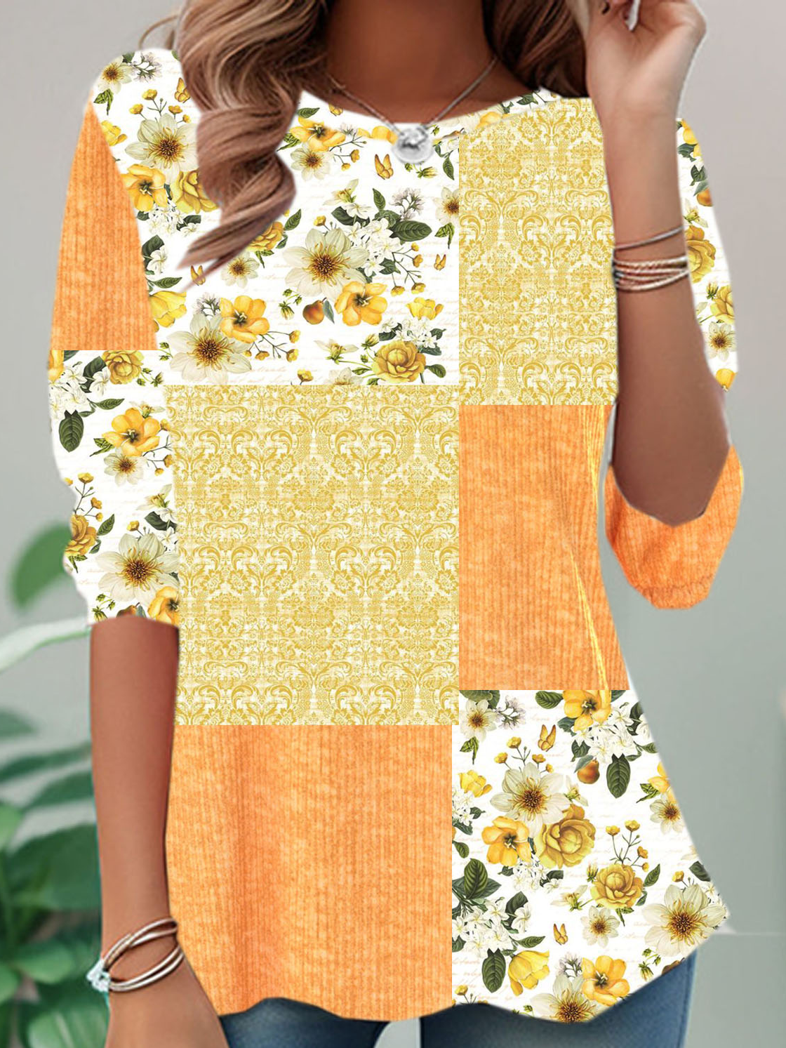 T-shirts Décontracté Printemps / Automne Marguerite Quotidien Ample Jersey Régulier Droit Régulier pour Femmes