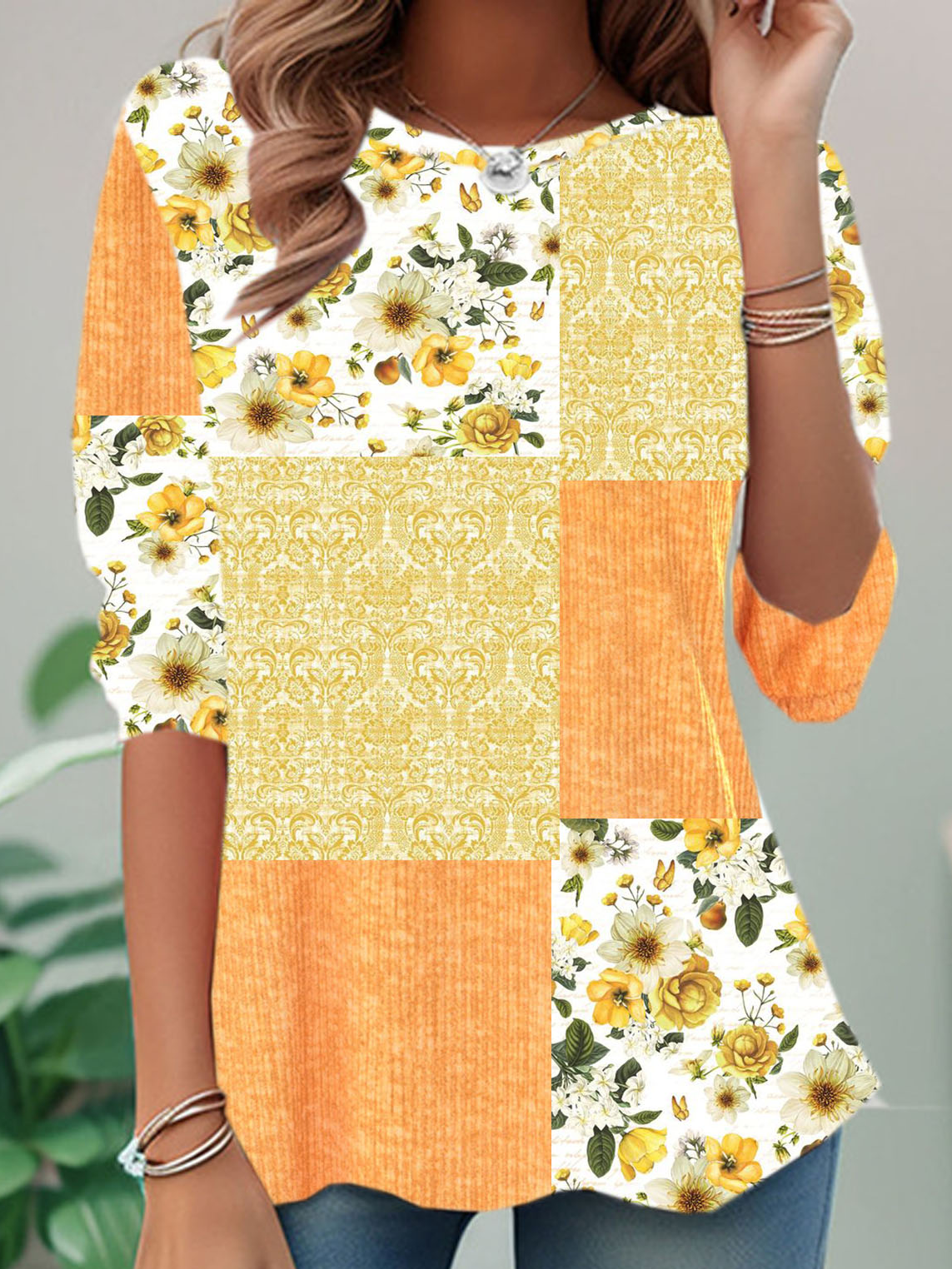 T-shirts Décontracté Printemps / Automne Marguerite Quotidien Ample Jersey Régulier Droit Régulier pour Femmes