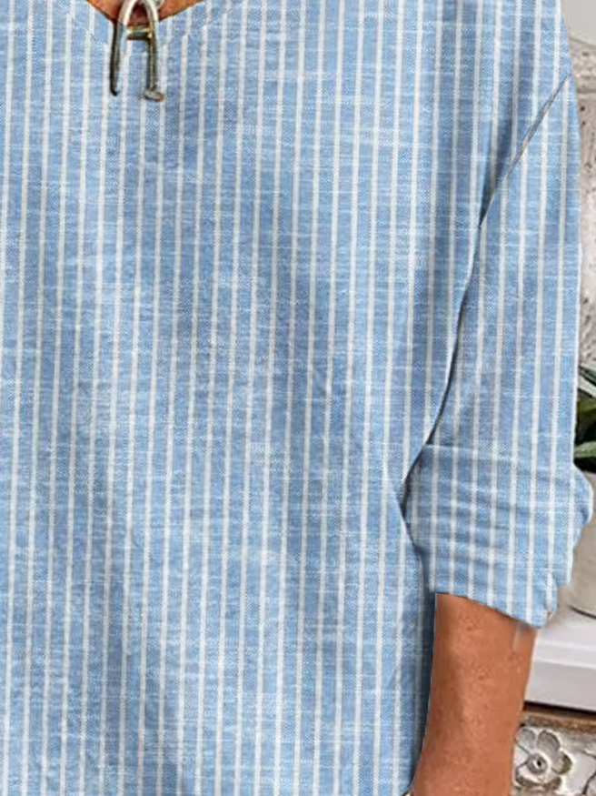 T-shirts Rayé Décontracté Printemps / Automne Imprimé Léger Aucune élasticité Ample Jersey Manches Longues pour Femmes