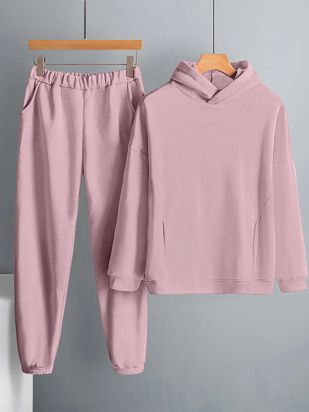 Deux Pièces Ensembles Femmes Décontracté Plain Printemps / Automne Sweat-shirt à Capuche Micro-élasticité Ample Taille Élastique Droit Régulier