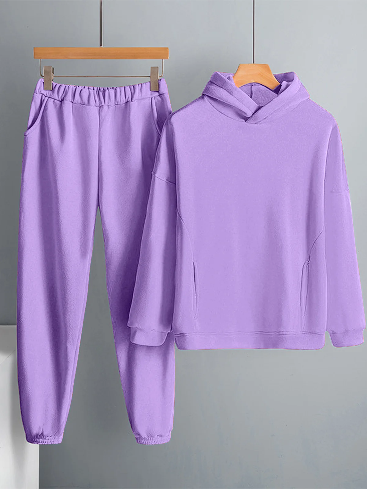 Deux Pièces Ensembles Femmes Décontracté Plain Printemps / Automne Sweat-shirt à Capuche Micro-élasticité Ample Taille Élastique Droit Régulier