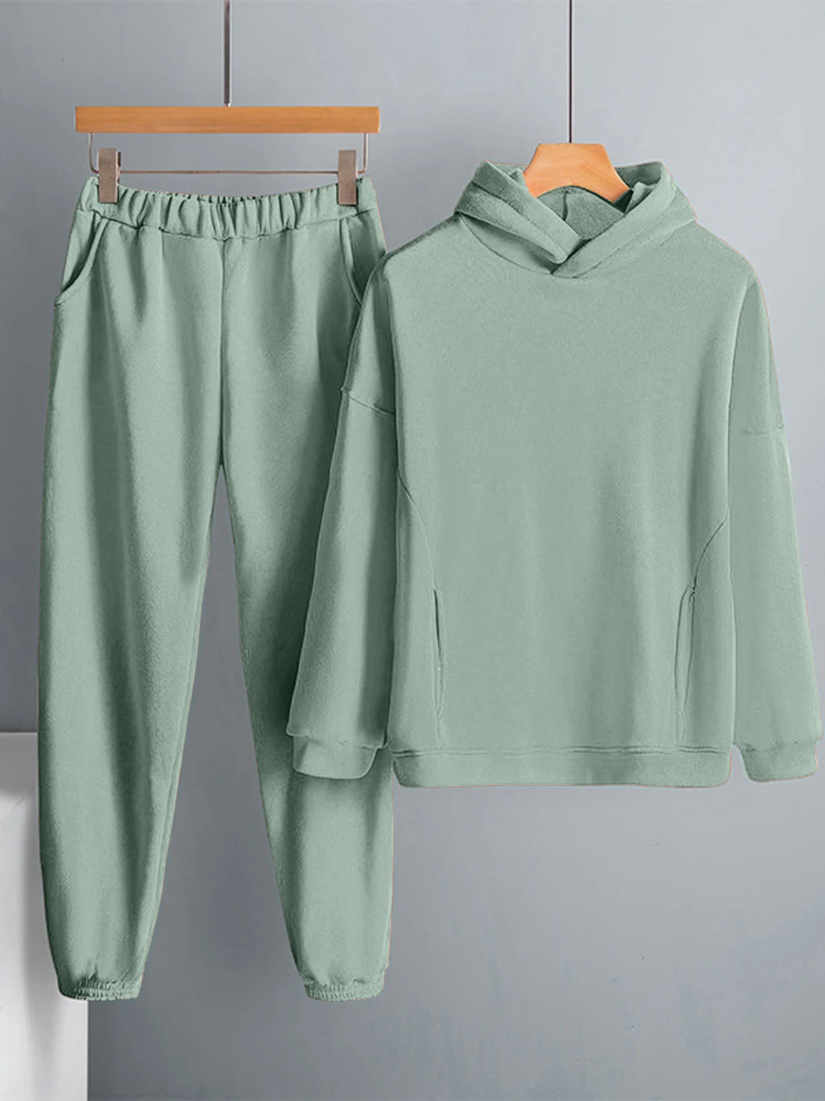 Deux Pièces Ensembles Femmes Décontracté Plain Printemps / Automne Sweat-shirt à Capuche Micro-élasticité Ample Taille Élastique Droit Régulier