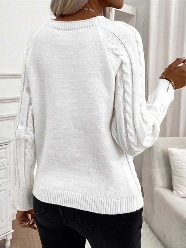 Pulls Femmes Décontracté Plain Hiver Naturel Quotidien Ample Manches Longues Col Rond Fil/fil de laine