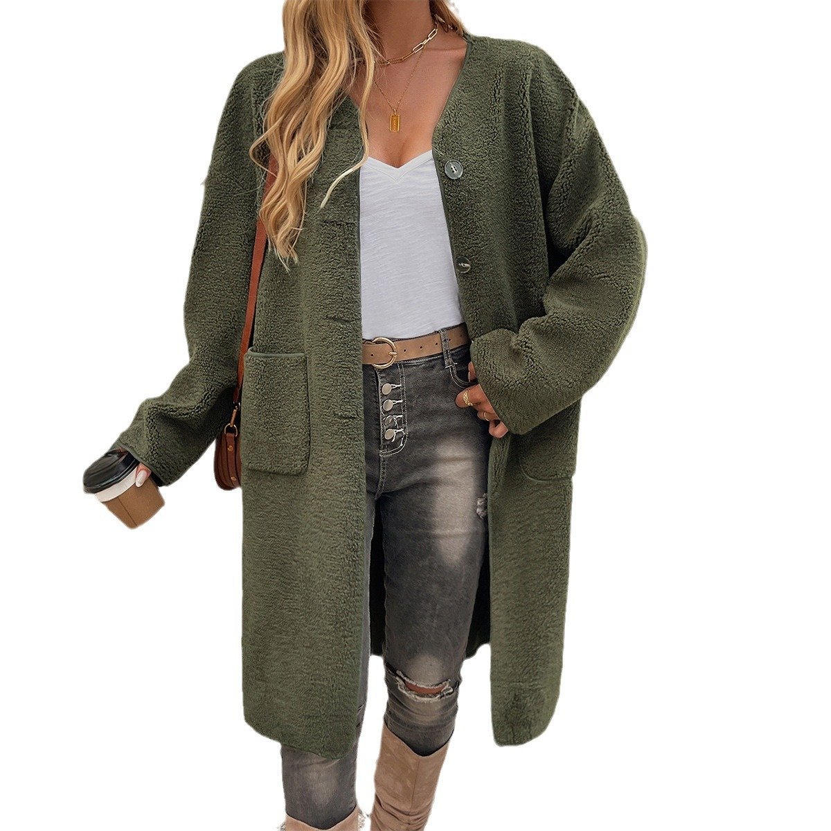 Caniche Blousons Décontracté Plain Hiver Polyester Naturel Aucune élasticité Manches Longues Boucle Veste Sherpa pour Femmes