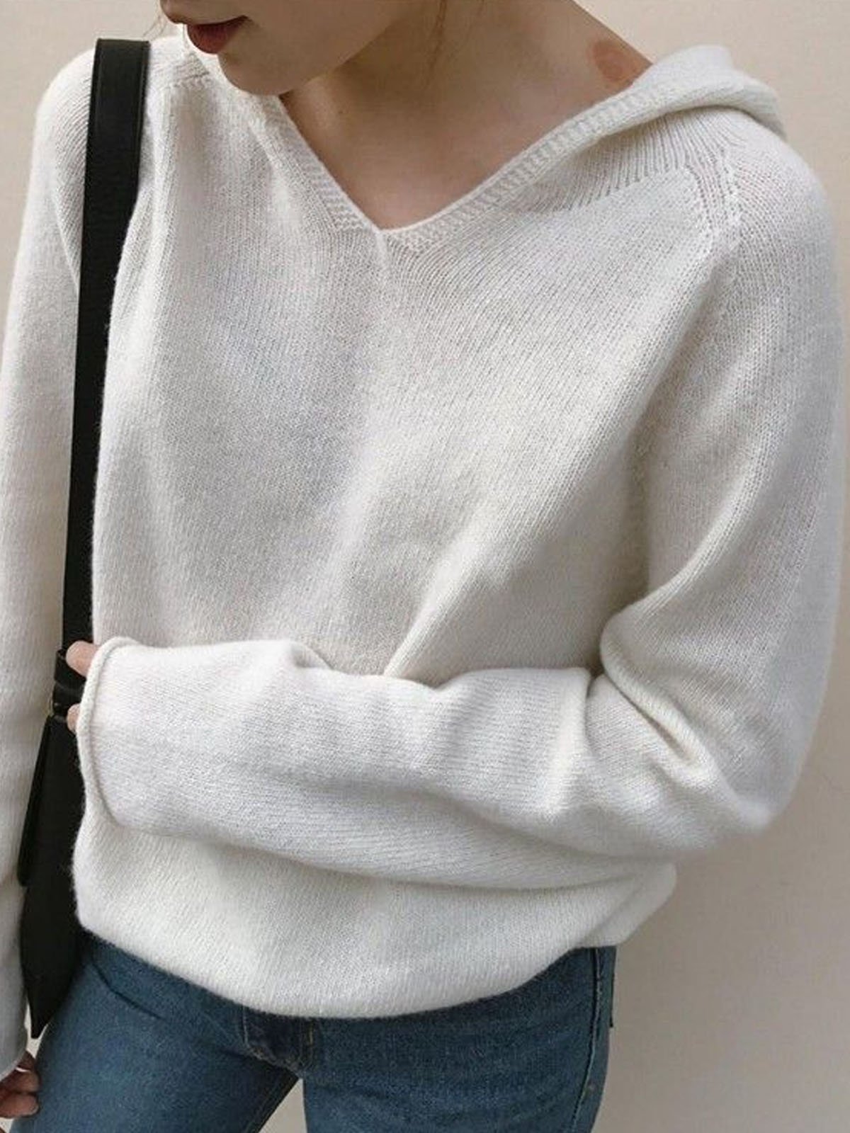 Pulls Décontracté Plain Printemps / Automne Sweat-shirt à Capuche Quotidien Manches Longues Fil/fil de laine Droit ré pour Femmes