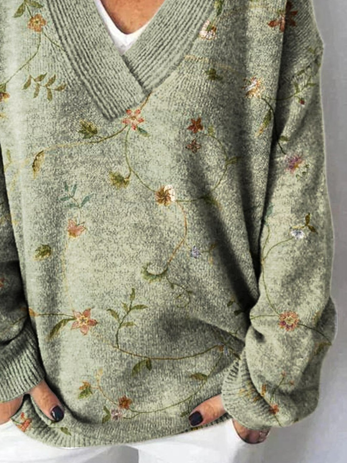 Pulls Femmes Décontracté Floral Printemps / Automne Manches Longues Fil/fil de laine Régulier Droit Régulier Élasticité moyenne
