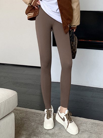 Pantalons De Yoga Femmes Décontracté Plain Printemps / Automne Polyester Poids lourd à Haute Élasticité Serré Pantalon à la cheville Droit