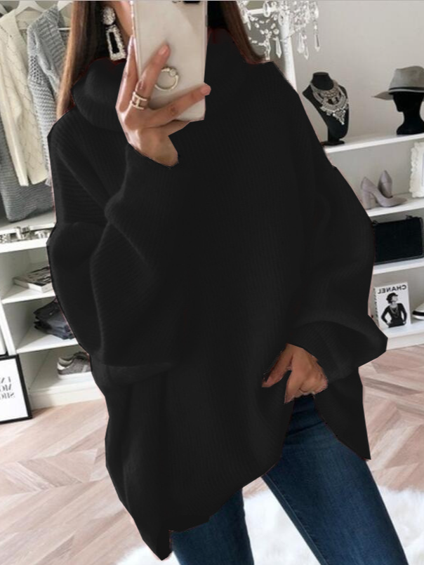 Pulls Décontracté Plain Printemps / Automne à Haute Élasticité Manches Longues Col Roulé Fil/fil de laine Droit Régulier pour Femmes