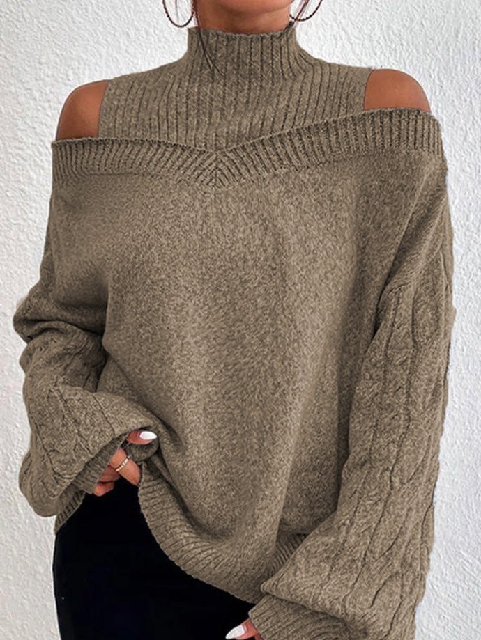 Pulls Femmes Décontracté Plain Printemps / Automne Manche Ballon Col Roulé Laine/Tricot Mi-long Régulier Non