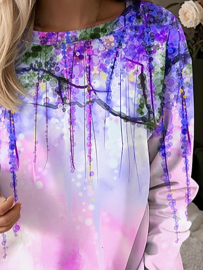 Sweat-shirts Femmes Décontracté Floral Printemps / Automne Imprimé Naturel Aucune élasticité Régulier Droit Régulier
