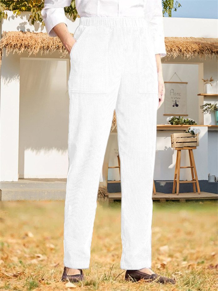 Pantalons Décontracté Plain Printemps / Automne Naturel Aucune élasticité Ample Tissu pelucheux/polaire granuleux Long Droit pour Femmes