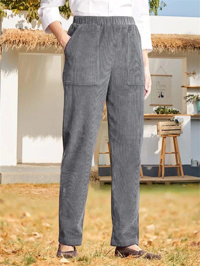 Pantalons Décontracté Plain Printemps / Automne Naturel Aucune élasticité Ample Tissu pelucheux/polaire granuleux Long Droit pour Femmes