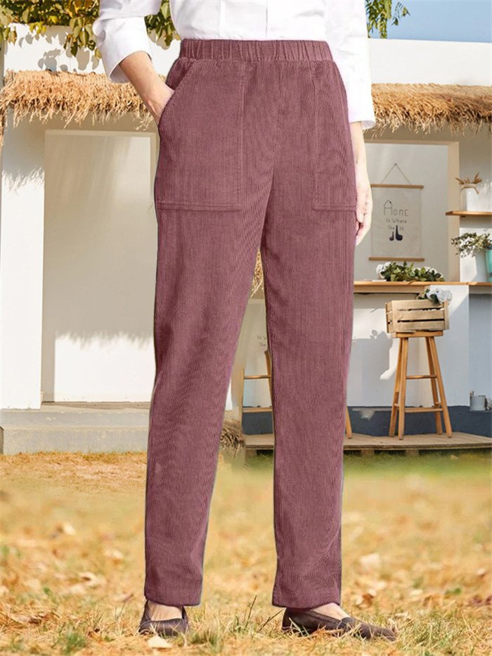 Pantalons Décontracté Plain Printemps / Automne Naturel Aucune élasticité Ample Tissu pelucheux/polaire granuleux Long Droit pour Femmes